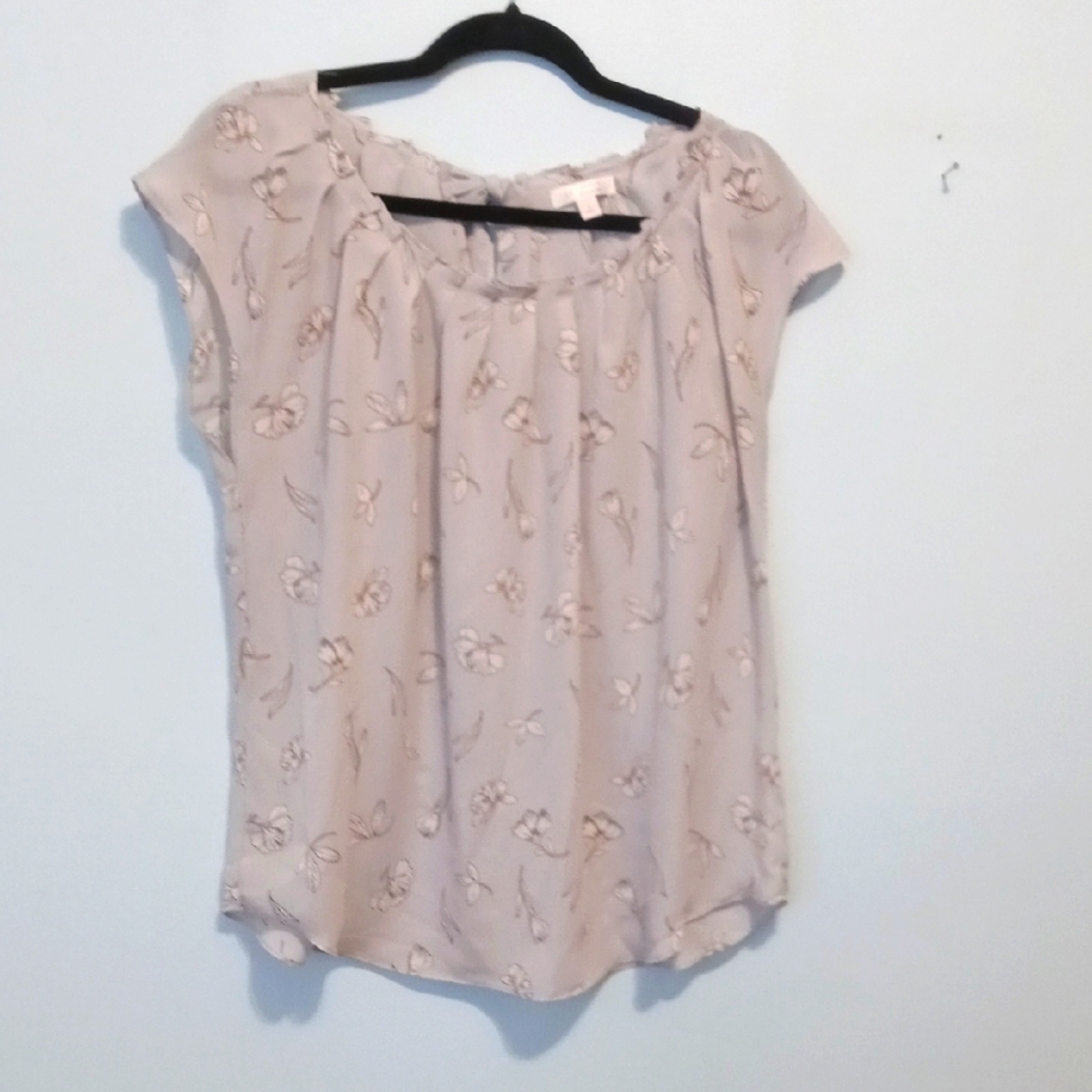LC Lauren Conrad Floral Gray Women's Top